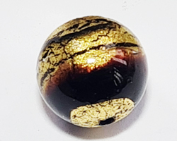  venetian murano  chocolate glass with  swirls of  24k gold foil 12mm round bead *** QUANTITY IN STOCK =12 *** 