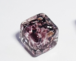  venetian murano clear over chocolate glass with aventurina 6mm cube bead *** QUANTITY IN STOCK =59 ***  