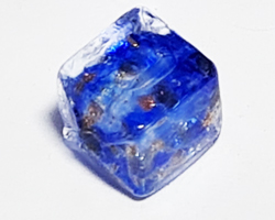  venetian murano clear over cobalt blue glass with aventurina 6mm cube bead *** QUANTITY IN STOCK =60  ***  