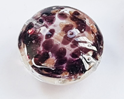  venetian murano clear over chocolate glass with aventurina 14mm disc bead *** QUANTITY IN STOCK =40  ***  