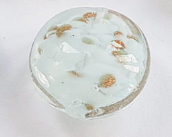  venetian murano clear over light opaque aqua glass with aventurina 14mm disc bead *** QUANTITY IN STOCK =40  ***  
