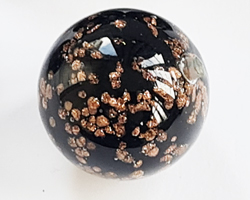  venetian murano clear over black glass with aventurina 20mm round bead *** QUANTITY IN STOCK =18 *** 