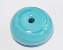  venetian murano opaque turquoise glass 13mm rondelle bead *** QUANTITY IN STOCK =10 *** 