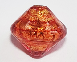 venetian murano rubino glass 10mm with 24k gold foil bicone bead *** QUANTITY IN STOCK =1  *** 