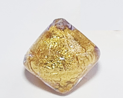  venetian murano clear glass 10mm with 24k gold foil bicone bead *** QUANTITY IN STOCK =24 *** 