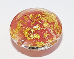  venetian murano opaque rubino glass over 24k gold 14mm ca'd'oro disc bead *** QUANTITY IN STOCK = 6 *** 