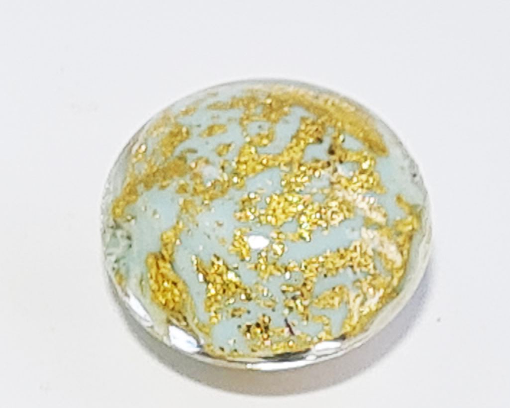  venetian murano pale blue glass over 24k gold 14mm ca'd'oro disc bead *** QUANTITY IN STOCK = 24 *** 