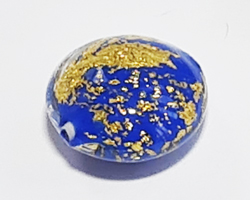  venetian murano cobalt glass over 24k gold 14mm ca'd'oro disc bead *** QUANTITY IN STOCK = 30 *** 