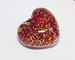  venetian murano red glass over 24k gold 10mm ca'd'oro heart bead   *** QUANTITY IN STOCK = 70 *** 