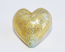  venetian murano opaque aqua glass over 24k gold 28mm ca'd'oro heart bead   *** QUANTITY IN STOCK = 12 *** 