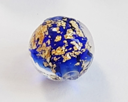  venetian murano cobalt glass with 24k gold foil 6mm ca'd'oro round bead *** QUANTITY IN STOCK = 60 *** 
