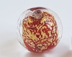  venetian murano opaque red glass with 24k gold foil 6mm ca'd'oro round bead *** QUANTITY IN STOCK = 60 *** 