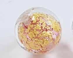  venetian murano rubino glass with 24k gold foil 6mm ca'd'oro round bead *** QUANTITY IN STOCK = 60 *** 
