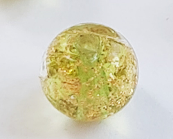 venetian murano peridot glass with 24k gold foil 6mm ca'd'oro round bead *** QUANTITY IN STOCK = 60 *** 