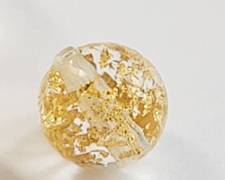  venetian murano clear glass with 24k gold foil 6mm ca'd'oro round bead *** QUANTITY IN STOCK = 32 *** 