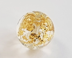  venetian murano clear glass with 24k gold foil 8mm ca'd'oro round bead *** QUANTITY IN STOCK = 30  *** 