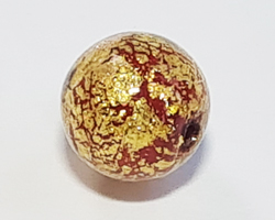  venetian murano dark opaque red glass with 24k gold foil 8mm ca'd'oro round bead *** QUANTITY IN STOCK = 30  *** 