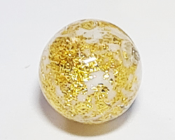  venetian murano opaque white glass with 24k gold foil 8mm ca'd'oro round bead *** QUANTITY IN STOCK = 40  *** 