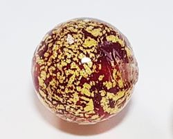  venetian murano red glass with 24k gold foil 10mm ca'd'oro round bead *** QUANTITY IN STOCK = 40  *** 