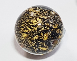  venetian murano black glass with 24k gold foil 10mm ca'd'oro round bead *** QUANTITY IN STOCK = 30  *** 