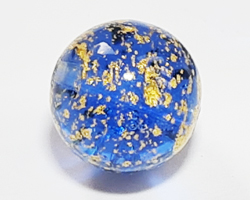  venetian murano aquamarine glass with 24k gold foil 12mm ca'd'oro round bead *** QUANTITY IN STOCK = 24 *** 