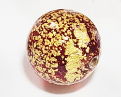  venetian murano red glass with 24k gold foil 12mm ca'd'oro round bead *** QUANTITY IN STOCK = 24  *** 