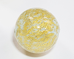  venetian murano opaque pale aqua glass with 24k gold foil 12mm ca'd'oro round bead *** QUANTITY IN STOCK = 5  *** 