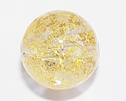  venetian murano clear glass with 24k gold splashes 14mm Ca'd'oro round bead *** QUANTITY IN STOCK = 20 *** 