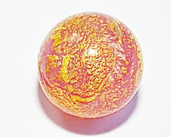  venetian murano pink glass with Ca'd'oro with 24k gold foil 14mm round bead *** QUANTITY IN STOCK = 20 *** 