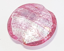  venetian murano rubino pink striped glass with silver foil 14mm lentil bead *** QUANTITY IN STOCK =30 *** 