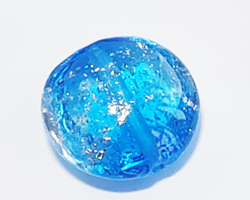  venetian murano aquamarine glass with silver 14mm dichroic disc bead *** QUANTITY IN STOCK = 30 *** 