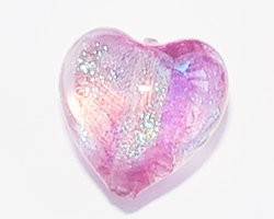  venetian murano rubino 14mm dichroic heart bead   *** QUANTITY IN STOCK = 29 **** 