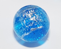 venetian murano aquamarine glass with silver foil 12mm dichroic round bead *** QUANTITY IN STOCK = 38  *** 