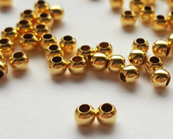  <5.7g/100> vermeil 3mm round bead, 1.5mm hole, double flash plating for increased durability [vermeil is gold plated sterling silver] 