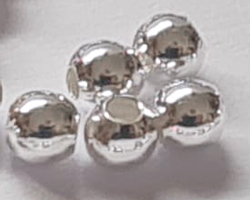  <5.2g/100> *SILVER PLATED*  3mm round bead, 1.2mm hole 