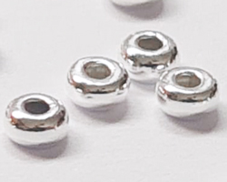  <4.9g/100>*SILVER PLATED* 3mm x 1.7mm rondelle bead, 1.3mm hole 