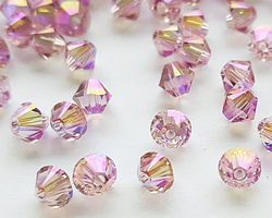  ** SERINITY CRYSTALS ** 5328 light amethyst shimmer 2x 4mm bicone bead, Serinity Crystals are a like-for-like made in Austria Swarovski replacement 
