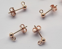  pair of ROSE VERMEIL14mm long studs with open ring, 3mm full balls & butterflies, shaft and butterflies both bearing individual 925 stamps *butterflies are tight and will need to be loosened, simply done, just open the wings slightly* 