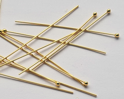  vermeil half hard, approx 0.7mm thick, 2mm ball-ended 50mm headpin [vermeil is gold plated sterling silver] 