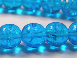  --CLEARANCE--  vivid blue 10mm smooth round crackle glass bead (25ps) 