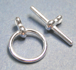  silver plated 12mm diameter ring with 19mm bar plain toggle clasp 