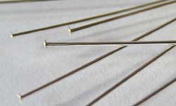  sterling silver, half hard, 22 gauge (approx 0.65mm thick) flat ended 40mm headpin 