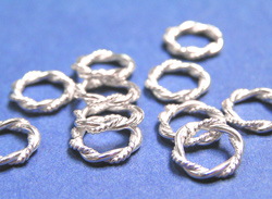  bright sterling silver ornate twisted 8mm x 1.5mm closed jump ring 