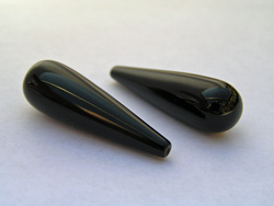  black onyx 31mm x 10mm half drilled drop bead 