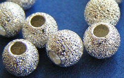  silver plated 8mm stardust round bead, 2.4mm hole 