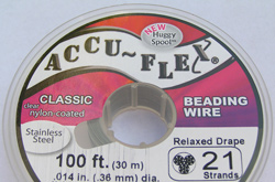  30.5 meter (100 feet) reel - accuflex - 21 strand *clear coated* nylon coated stainless steel stringing/beading wire, 0.36mm total outside diameter 