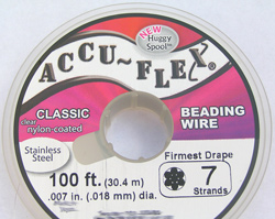  30.5 meter (100 feet) reel - accuflex - 7 strand *clear colour* nylon coated stainless steel stringing/beading wire, 0.18mm total outside diameter 