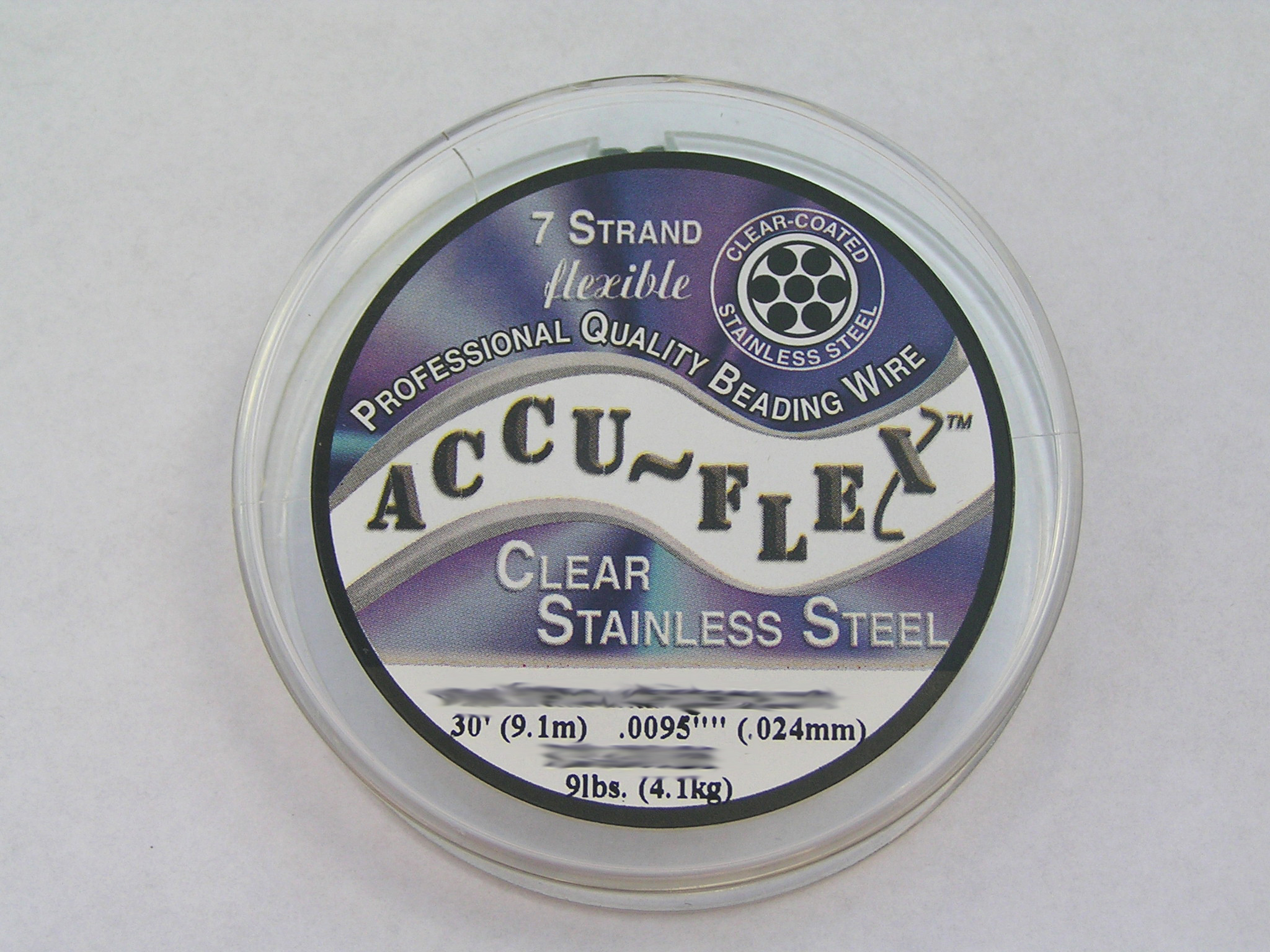  9.1 meter (30 feet) reel - accuflex - 7 strand *clear coated* nylon coated stainless steel stringing/beading wire, 0.24mm total outside diameter 