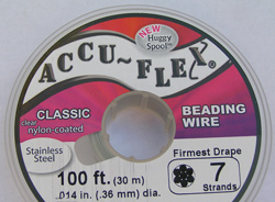  30.5 meter (100 feet) reel - accuflex - 7 strand *clear coated* nylon coated stainless steel stringing/beading wire, 0.36mm total outside diameter 