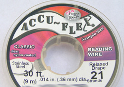  9.1 meter (30 feet) reel - accuflex - 21 strand *clear coated* nylon coated stainless steel stringing/beading wire, 0.36mm total outside diameter 